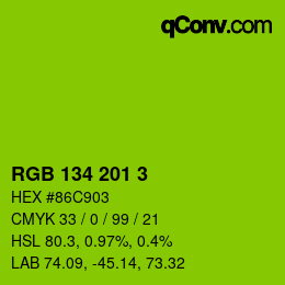 Color code: RGB 134 201 3 | qconv.com