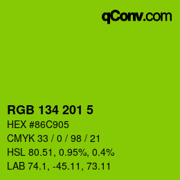 Color code: RGB 134 201 5 | qconv.com