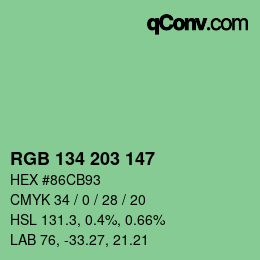 颜色代码: RGB 134 203 147 | qconv.com