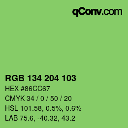 Color code: RGB 134 204 103 | qconv.com