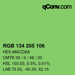 Color code: RGB 134 205 106 | qconv.com