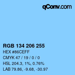 Color code: RGB 134 206 255 | qconv.com