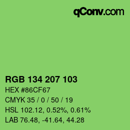 Color code: RGB 134 207 103 | qconv.com