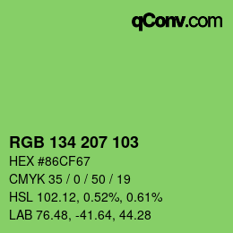 Color code: RGB 134 207 103 | qconv.com