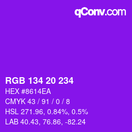 Color code: RGB 134 20 234 | qconv.com