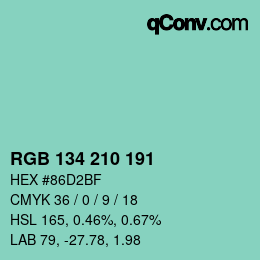 Color code: RGB 134 210 191 | qconv.com