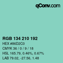 Color code: RGB 134 210 192 | qconv.com