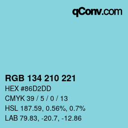 颜色代码: RGB 134 210 221 | qconv.com