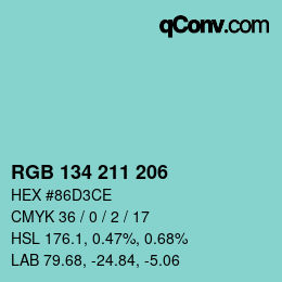 Color code: RGB 134 211 206 | qconv.com
