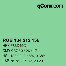 Color code: RGB 134 212 156 | qconv.com