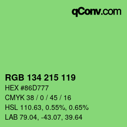 颜色代码: RGB 134 215 119 | qconv.com