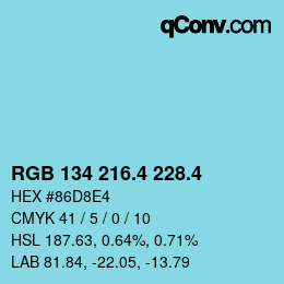 カラーコード: RGB 134 216.4 228.4 | qconv.com