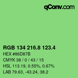 カラーコード: RGB 134 216.8 123.4 | qconv.com