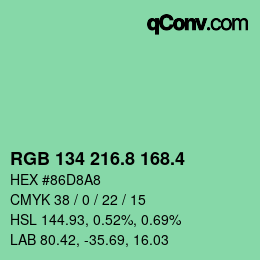 カラーコード: RGB 134 216.8 168.4 | qconv.com