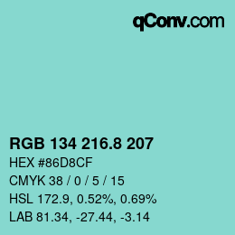Color code: RGB 134 216.8 207 | qconv.com