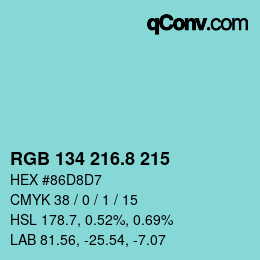カラーコード: RGB 134 216.8 215 | qconv.com