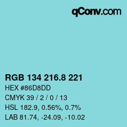 Color code: RGB 134 216.8 221 | qconv.com