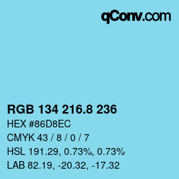 Color code: RGB 134 216.8 236 | qconv.com