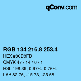 カラーコード: RGB 134 216.8 253.4 | qconv.com