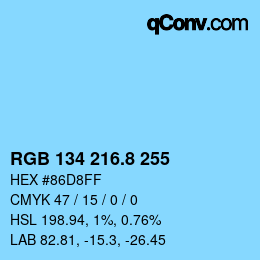 Color code: RGB 134 216.8 255 | qconv.com