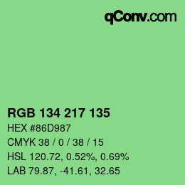 Color code: RGB 134 217 135 | qconv.com