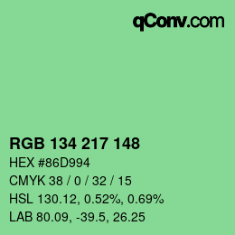 カラーコード: RGB 134 217 148 | qconv.com
