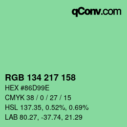 Color code: RGB 134 217 158 | qconv.com