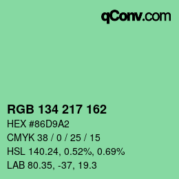 Color code: RGB 134 217 162 | qconv.com