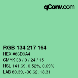 Color code: RGB 134 217 164 | qconv.com