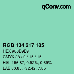 Color code: RGB 134 217 185 | qconv.com
