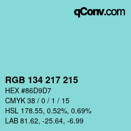 Color code: RGB 134 217 215 | qconv.com