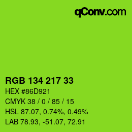 カラーコード: RGB 134 217 33 | qconv.com