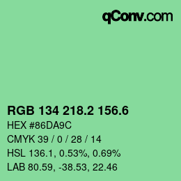 カラーコード: RGB 134 218.2 156.6 | qconv.com