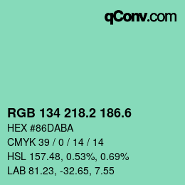 カラーコード: RGB 134 218.2 186.6 | qconv.com