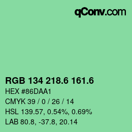 カラーコード: RGB 134 218.6 161.6 | qconv.com