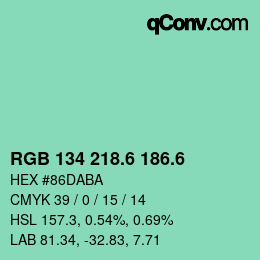 カラーコード: RGB 134 218.6 186.6 | qconv.com