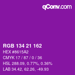 Color code: RGB 134 21 162 | qconv.com