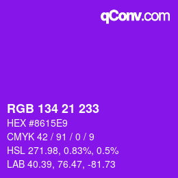 Color code: RGB 134 21 233 | qconv.com