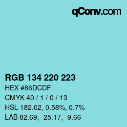Color code: RGB 134 220 223 | qconv.com