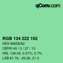 Color code: RGB 134 222 162 | qconv.com