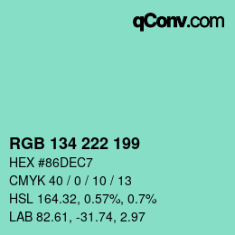 Color code: RGB 134 222 199 | qconv.com