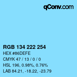 Color code: RGB 134 222 254 | qconv.com