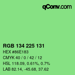 Farbcode: RGB 134 225 131 | qconv.com