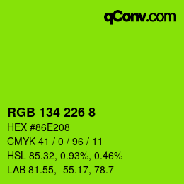カラーコード: RGB 134 226 8 | qconv.com