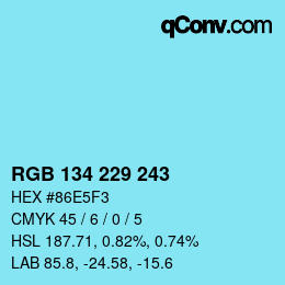Color code: RGB 134 229 243 | qconv.com