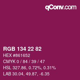 Color code: RGB 134 22 82 | qconv.com