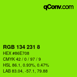Farbcode: RGB 134 231 8 | qconv.com