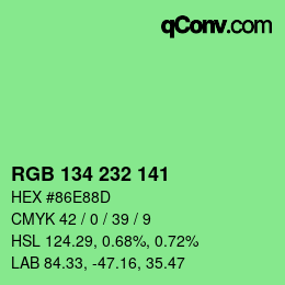 Color code: RGB 134 232 141 | qconv.com