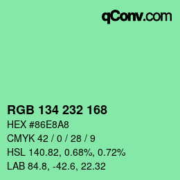Color code: RGB 134 232 168 | qconv.com