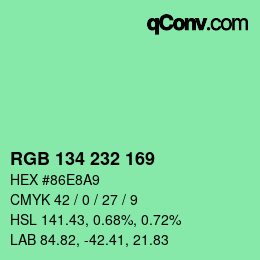 Farbcode: RGB 134 232 169 | qconv.com